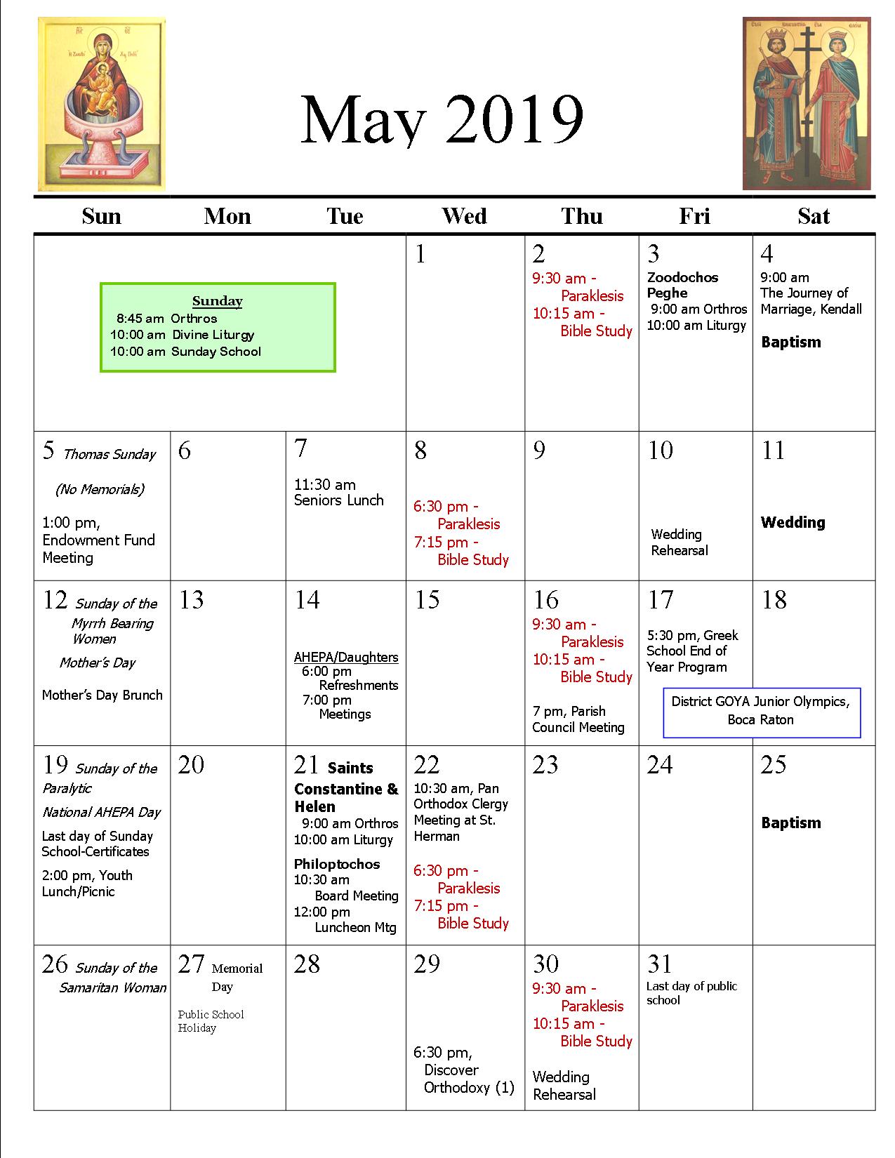 May 2019 Calendar, rev